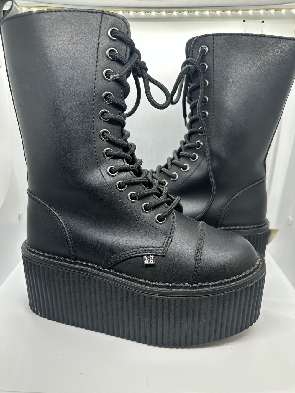 Black 2.5” Platform Lace-Up Combat T.U.K. S - Women's
